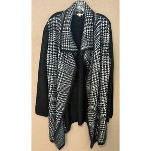 Ava Couture Womens VTG Open Cardigan Mohair Sweater Jacket  Sz L Houndstooth 90s